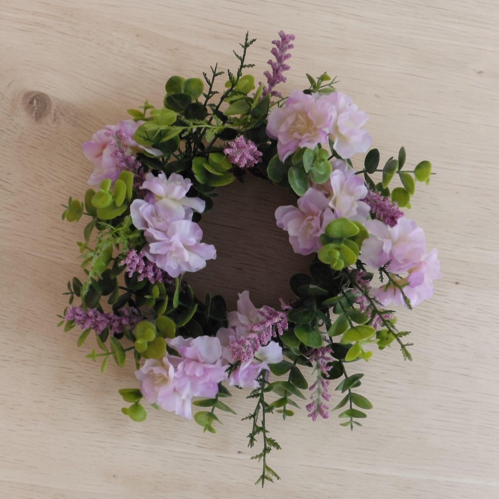 Lavender Mini Wreath Eucalyptus Berries Blossoms‎ Candle Ring